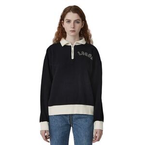 La Garconne Lorod Zip‎ Sweatshirt in Black Ivory Cotton Terry XL Made in Japan